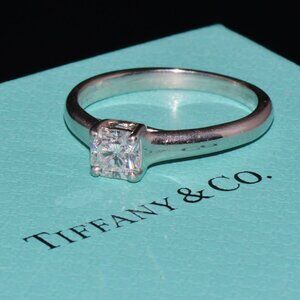 Tiffany & Co. Lucida Natural .51Cts VVS2 F Diamond 950 Platinum Engagement Ring
